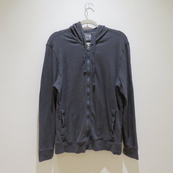 FAHERTY Sunwashed Slub Cotton Zip-Up Hoodie in Gray Casual Normcore Travel M - Picture 3 of 15